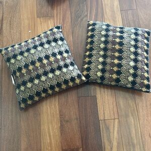 Decorative Pillow - Set of 2 - Tan and Black - Excellent Condition
